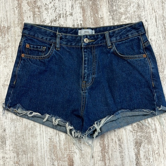 Mango MNG Denim Mom Cut Off Jean Shorts Size 8 - Picture 1 of 5